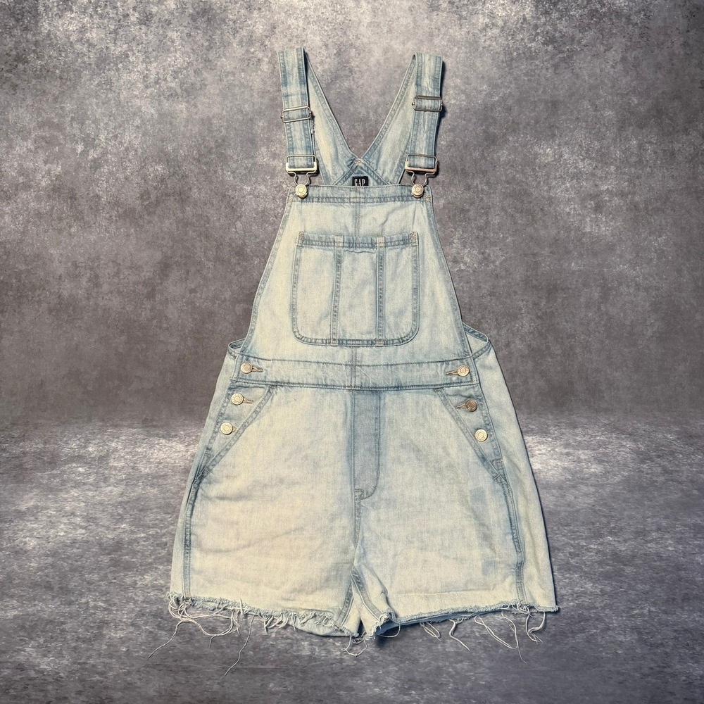 Gap Denim Womens‎ XS Light Wash Raw Hem Shortall Overalls 100% Cotton 1166